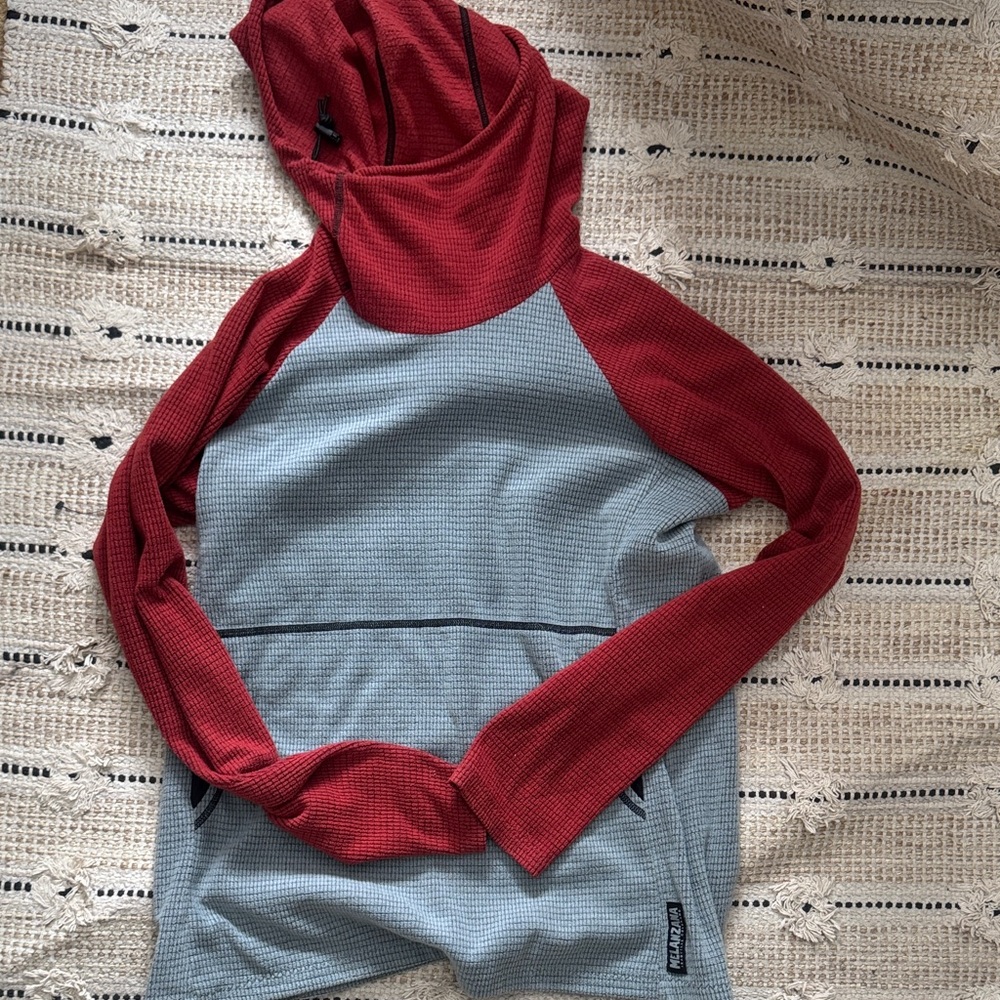 Melanzana Red and Gray Cowl Neck Sweater